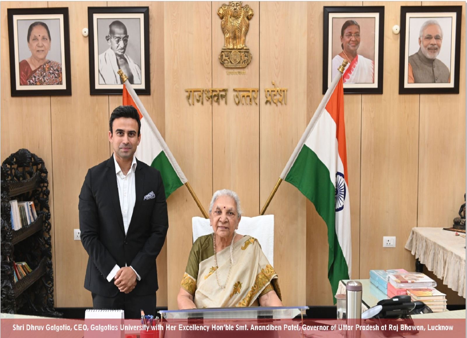 Galgotias Chancellor Suneel Galgotia, CEO Dhruv Galgotia meet CM Yogi